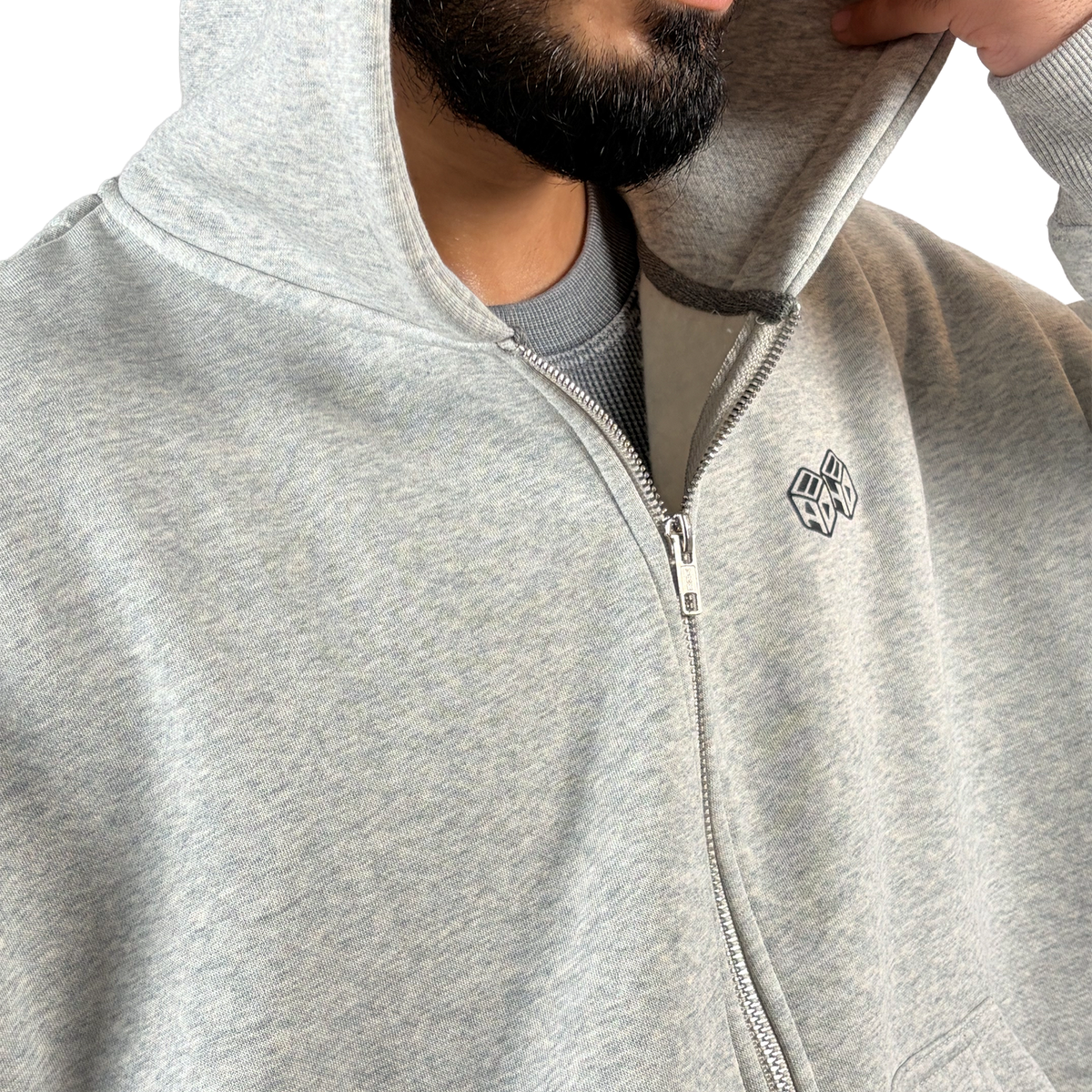 heather grey boxy zip up hoodie