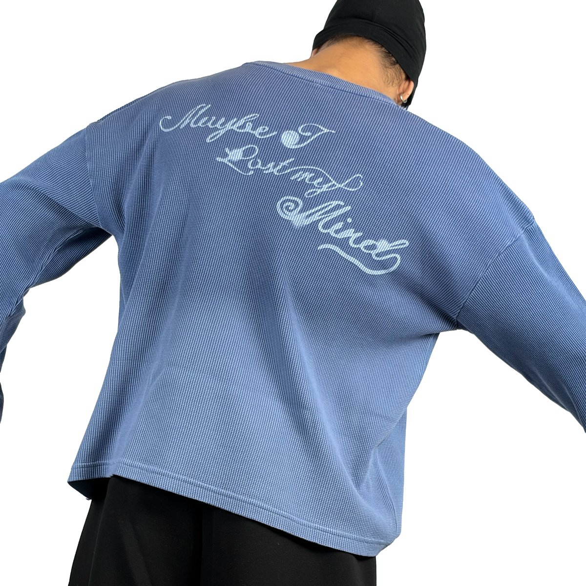 lost my mind waffle knit oversized long sleeve