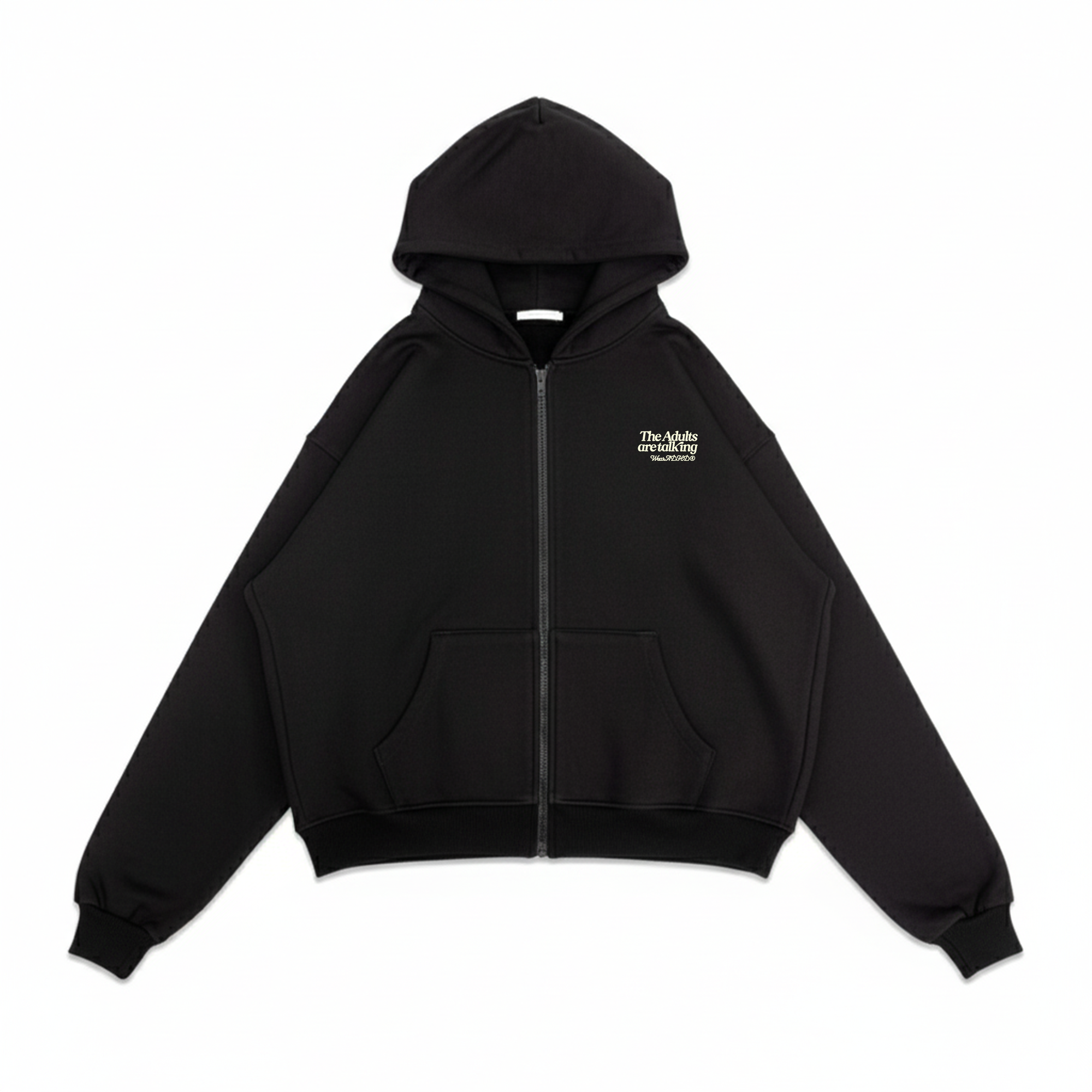 adults are talking oversized zip-up hoodie