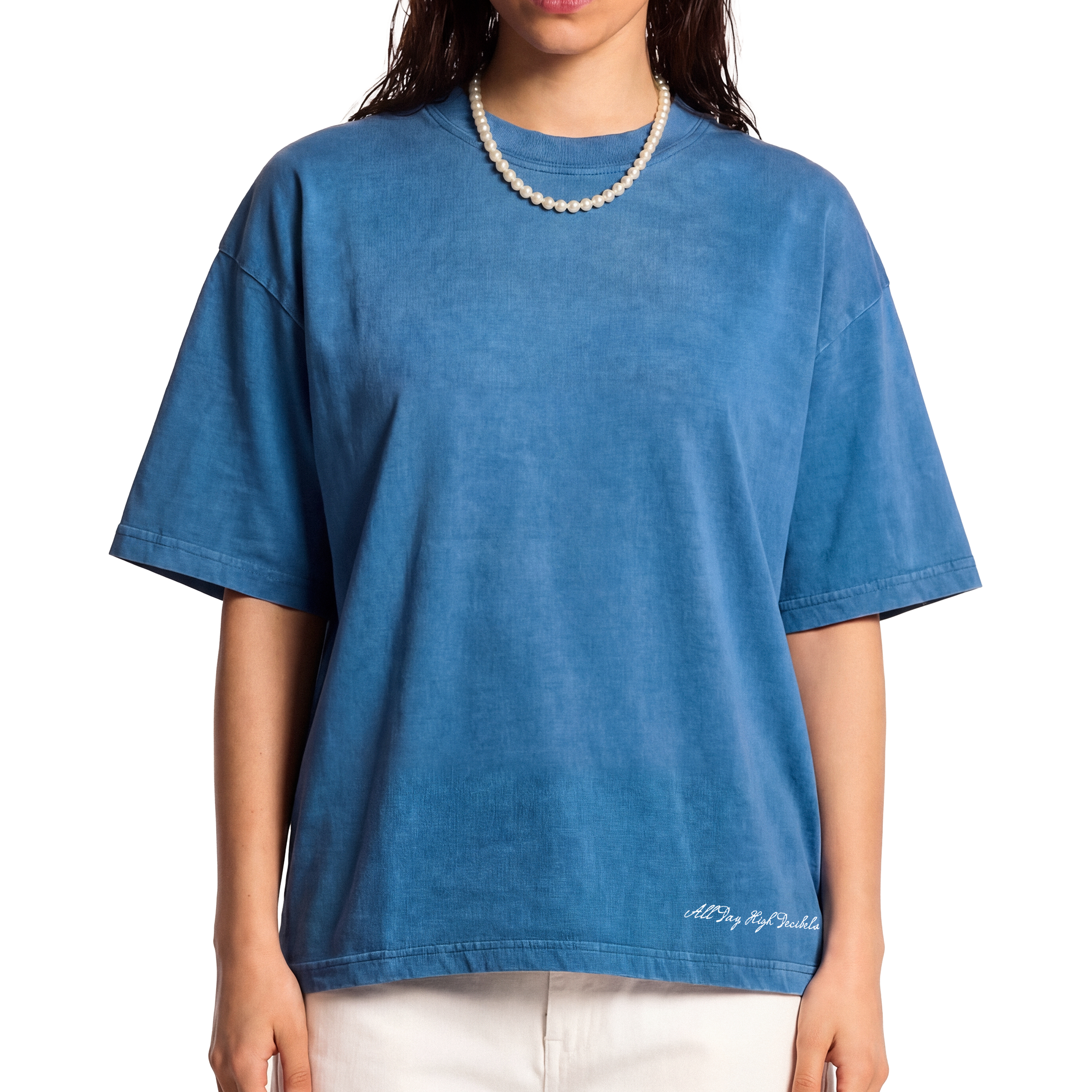 butterflies denim effect boxy tee