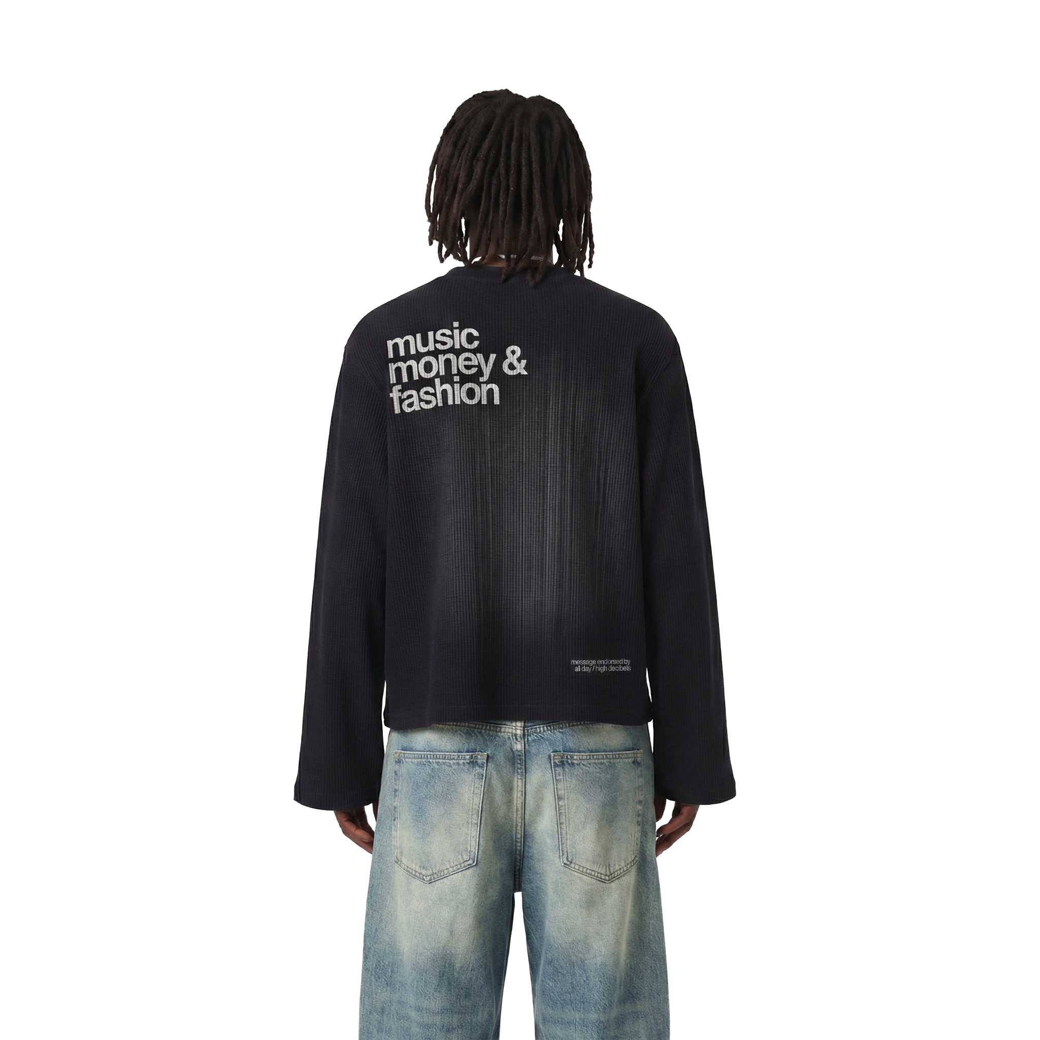 music money fashion waffle oversized full sleeve