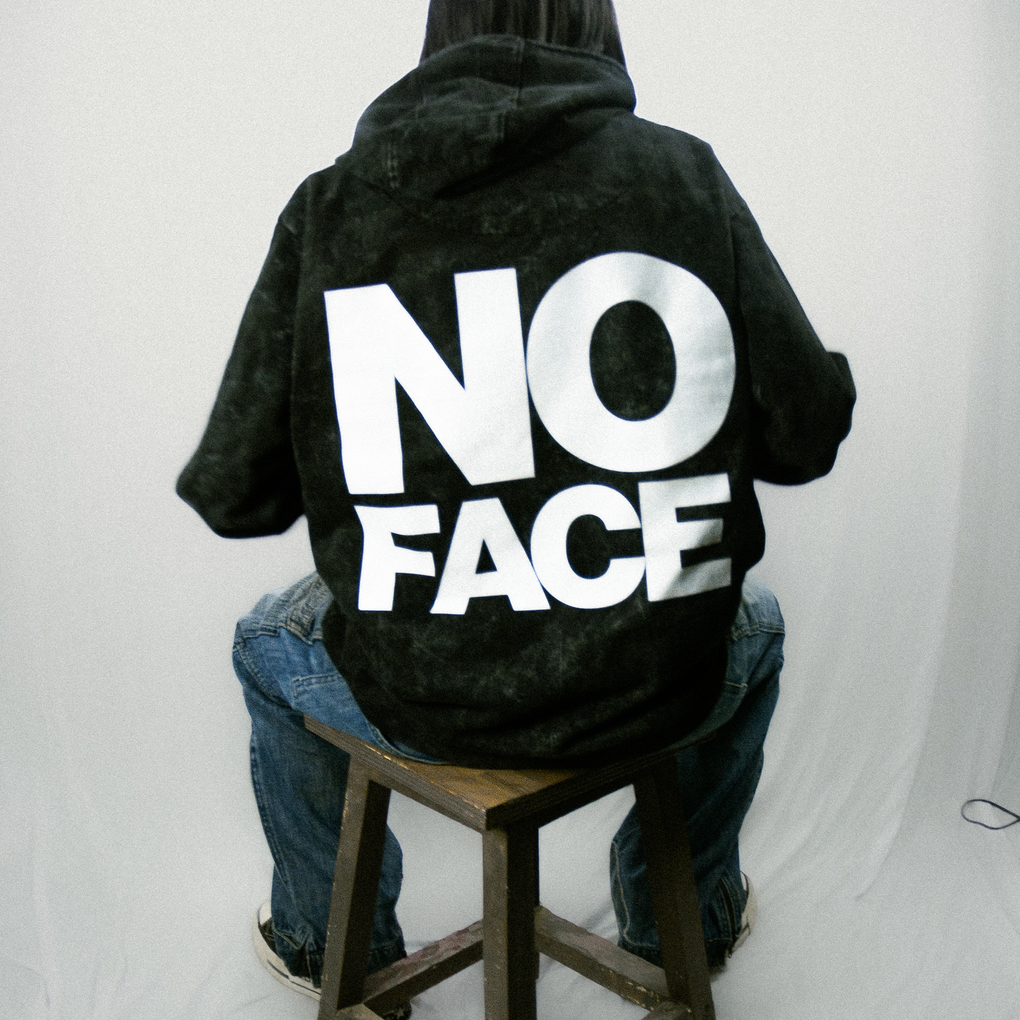 no face washed relaxed hoodie