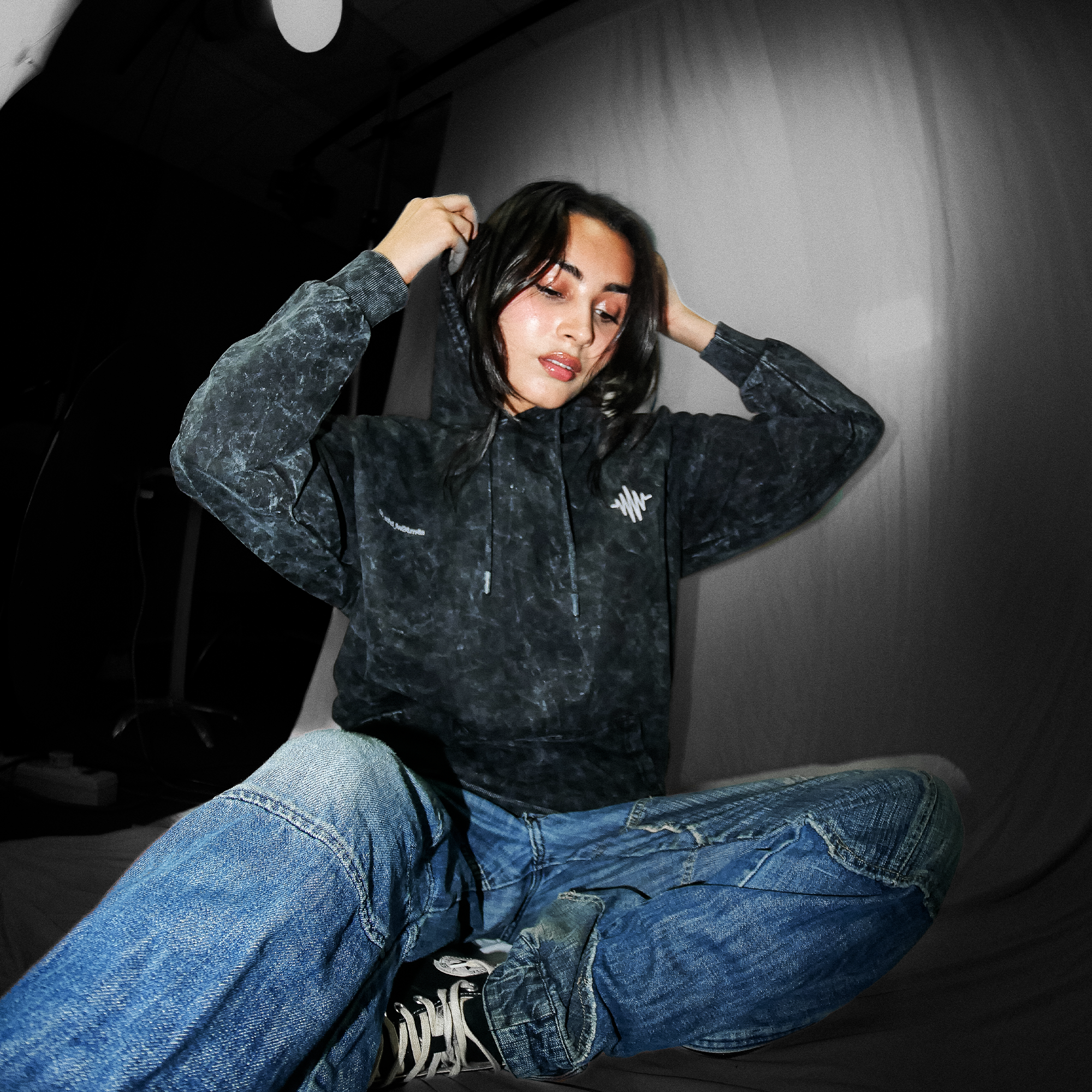 no face washed relaxed hoodie