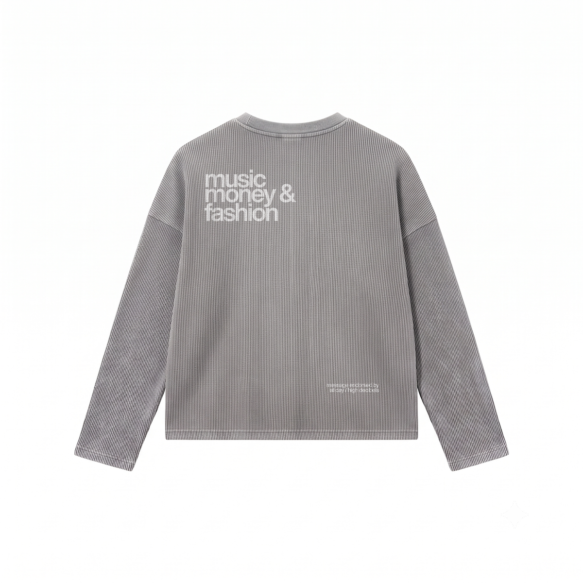 music money fashion acid wash waffle oversized full sleeve