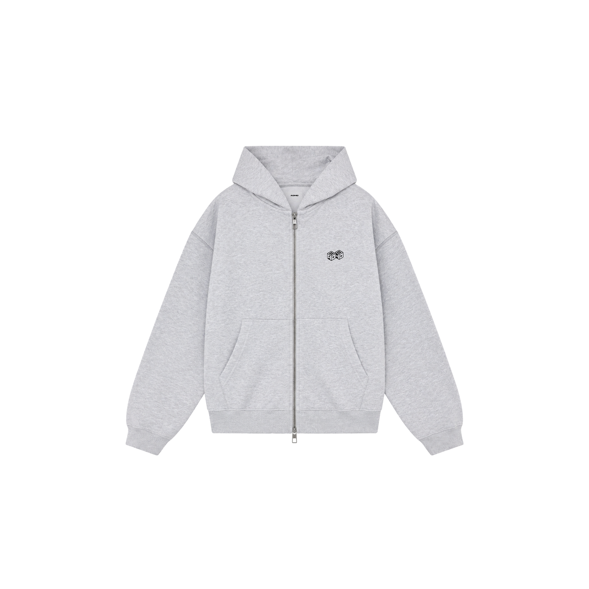 heather grey boxy zip up hoodie