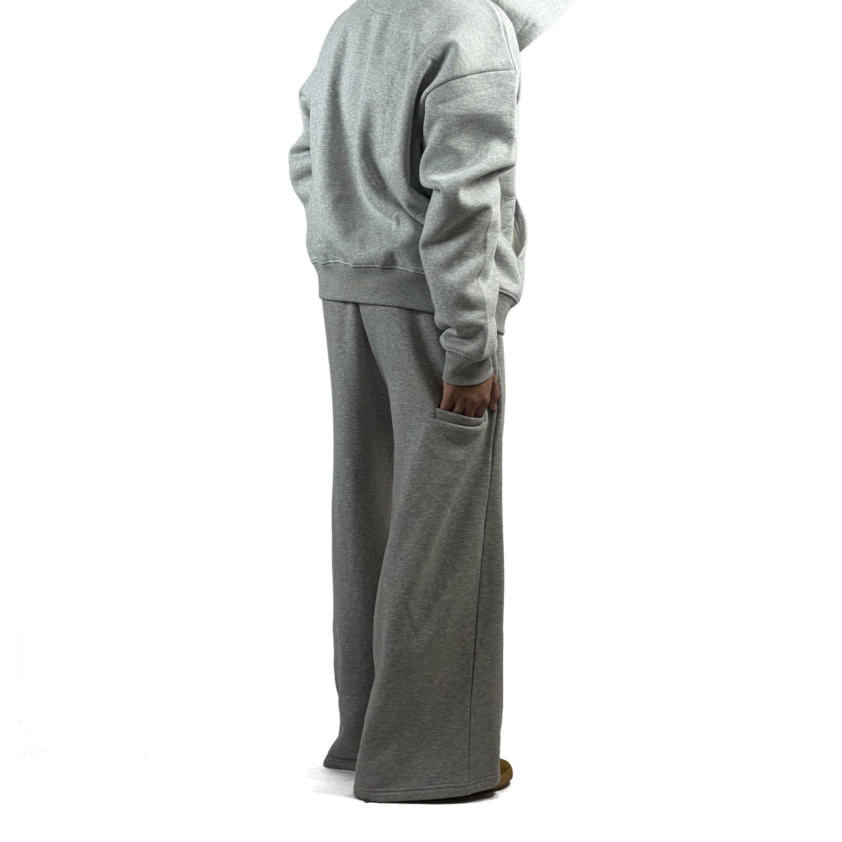 heather grey baggy sweatpants, detail