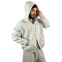 heather grey boxy zip up hoodie