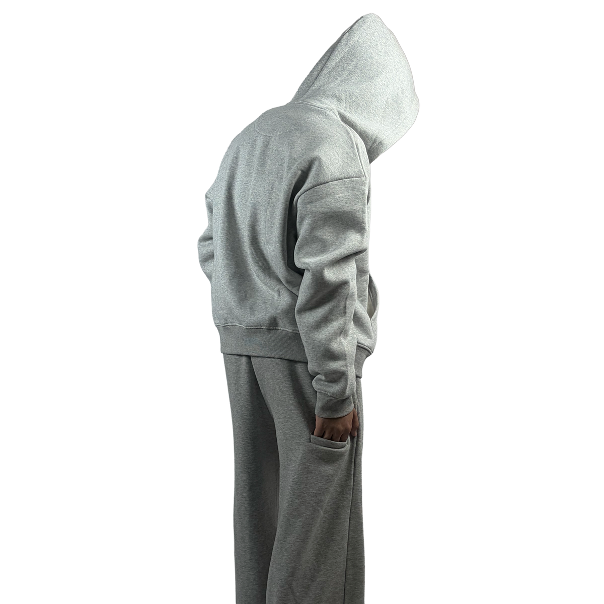 heather grey boxy zip up hoodie