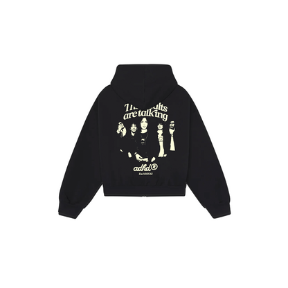 adults are talking oversized zip-up hoodie