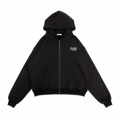 adults are talking oversized zip-up hoodie
