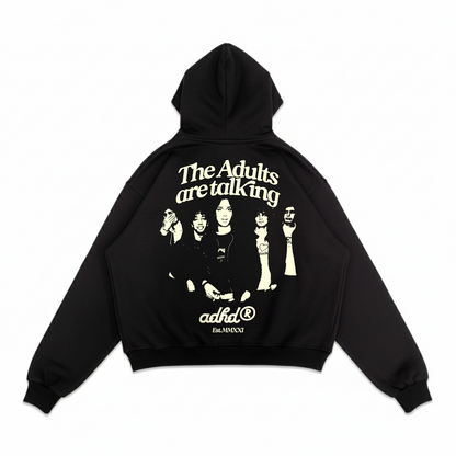 adults are talking oversized zip-up hoodie