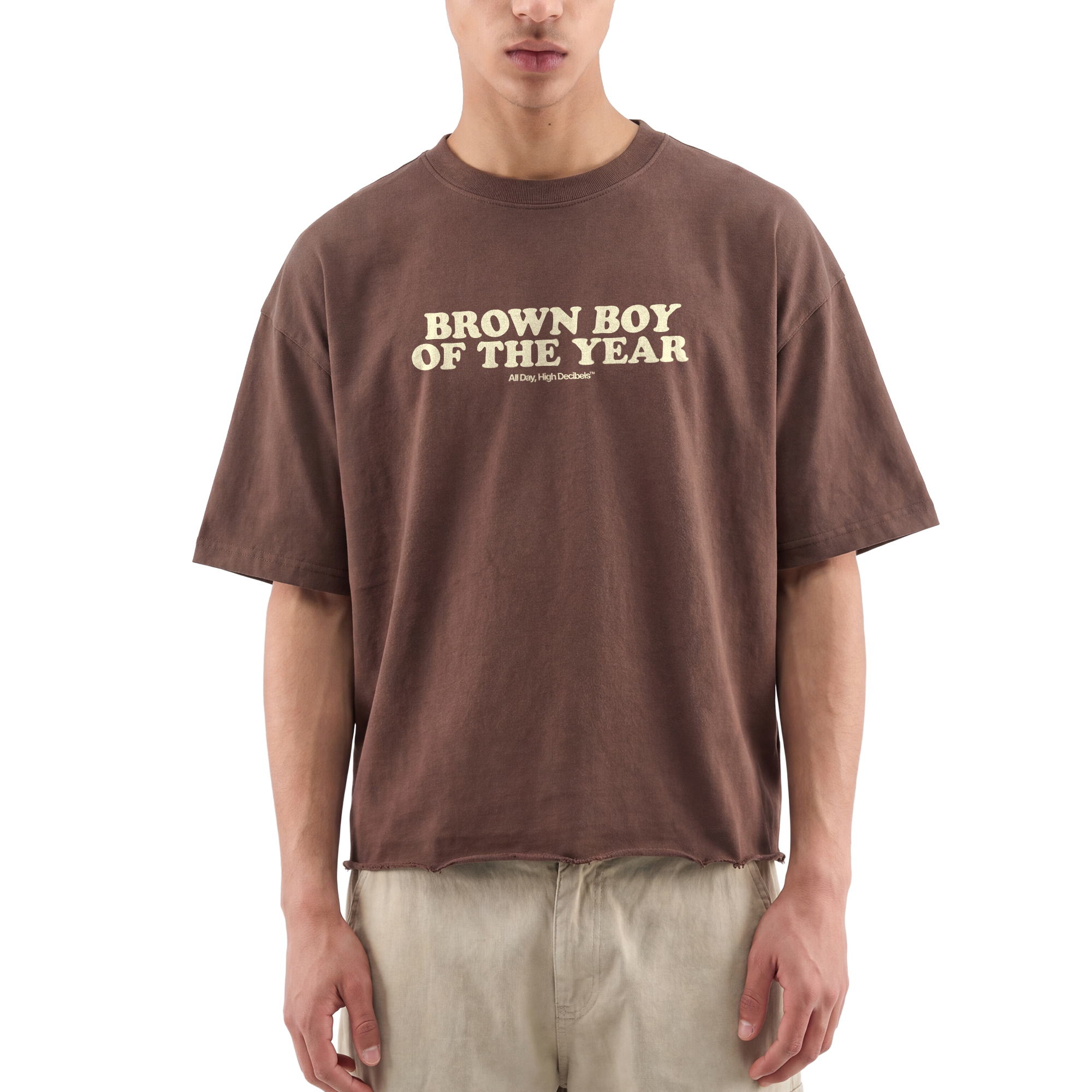 brown boy cropped tee
