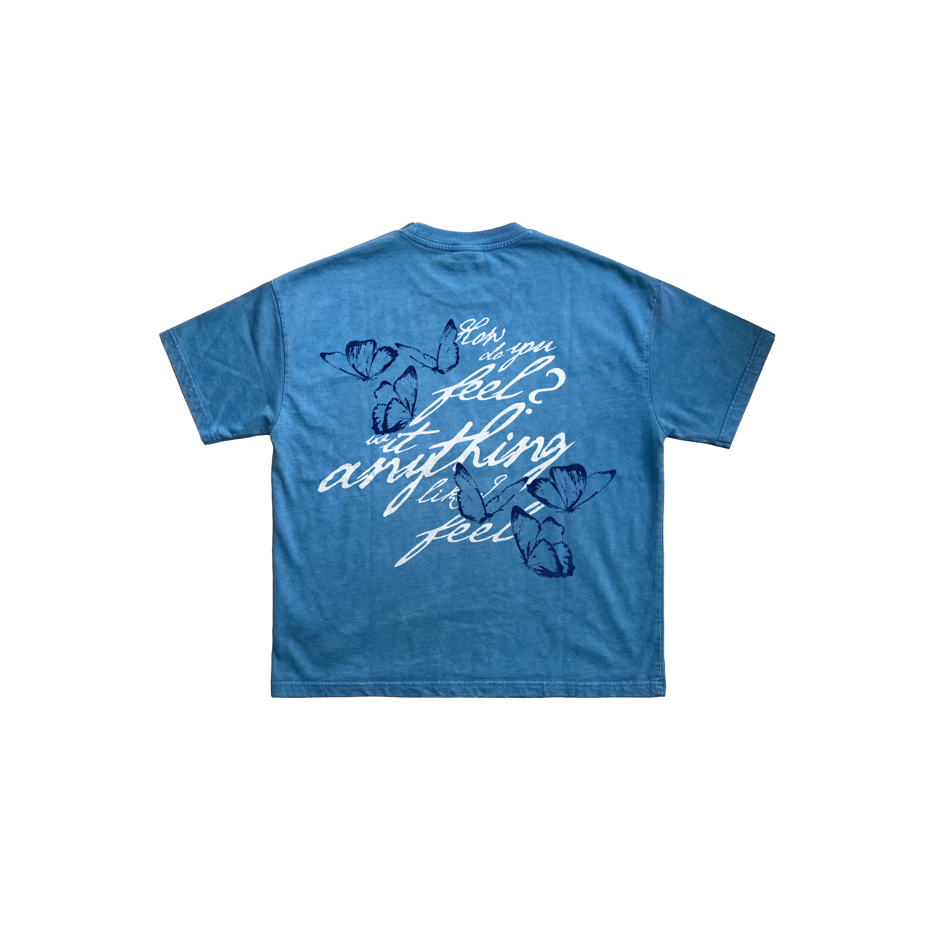 butterflies denim effect boxy tee
