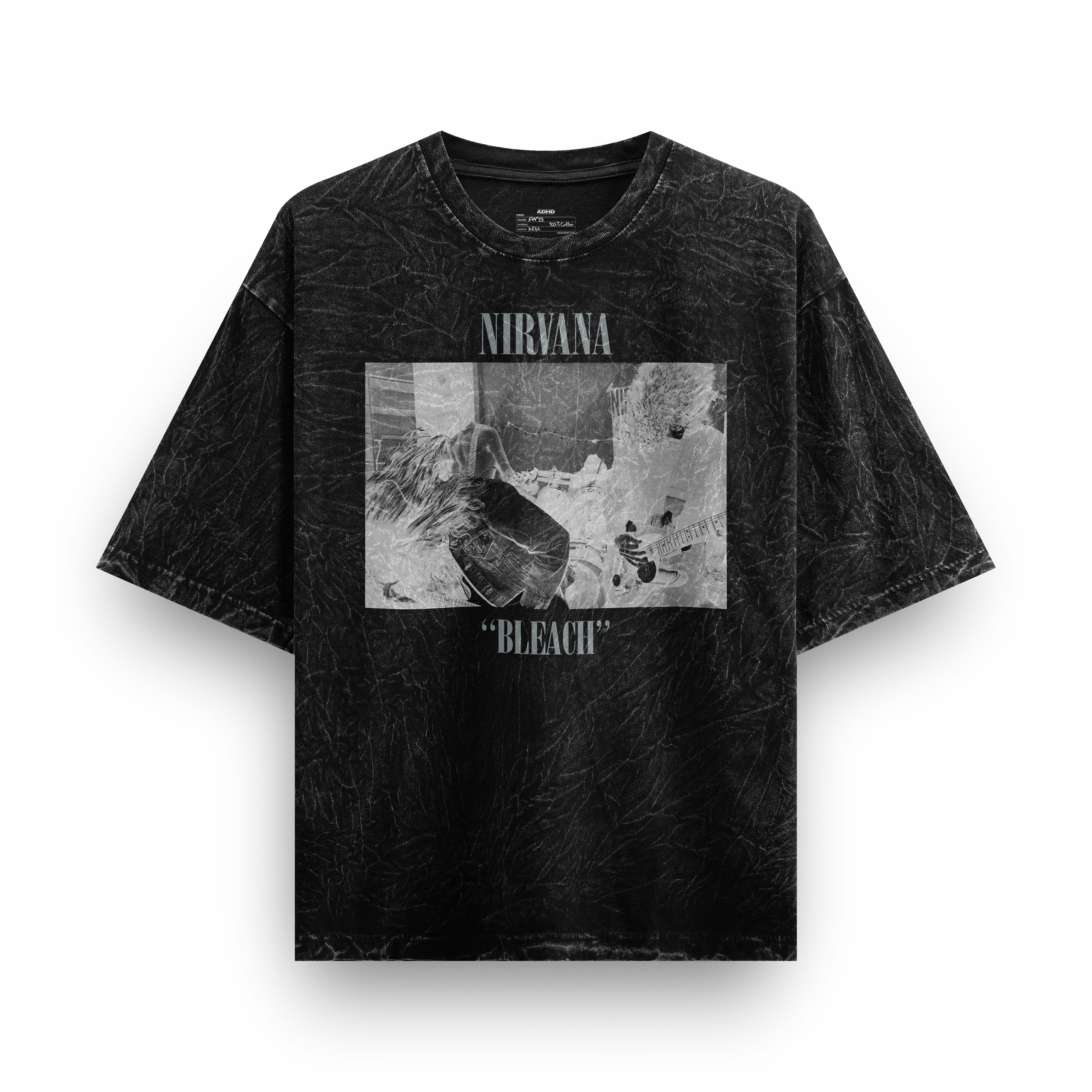 bleach nirvana vintage washed v3 oversized tee