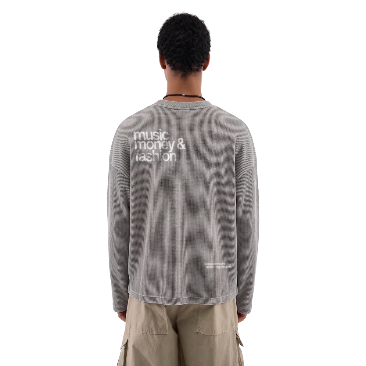 music money fashion acid wash waffle oversized full sleeve